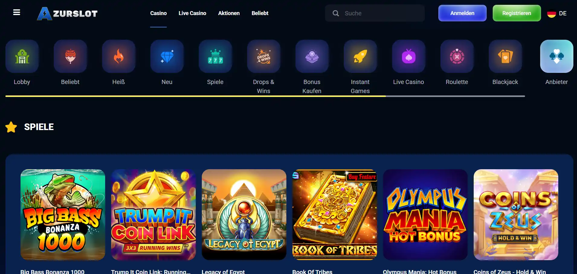 Azurslot Casino-Spiele